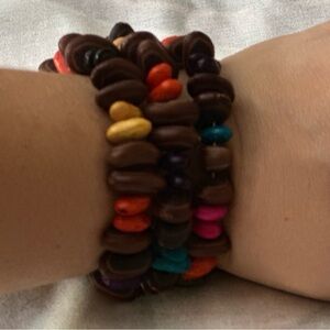 Colorful Beaded Bracelet Unisex, Adjustable String real beans Bracelet Stylish